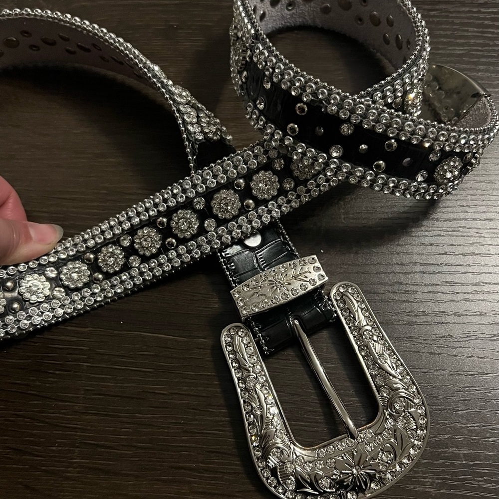 leather black studded belt, shyanne/angel ranch, L/XL